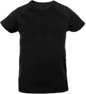 Urheilupaita Tecnic Plus K kids sport T-shirt, musta liikelahja logopainatuksella