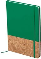 Vihko Bluster notebook, luonnollinen, vihreä liikelahja logopainatuksella