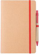 Vihko Esteka notebook, luonnollinen, punainen liikelahja logopainatuksella