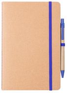 Vihko Esteka notebook, luonnollinen, sininen liikelahja logopainatuksella