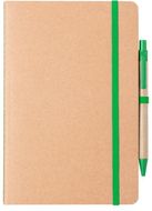 Vihko Esteka notebook, luonnollinen, vihreä liikelahja logopainatuksella