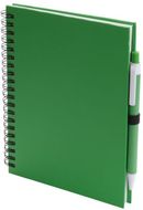 Vihko Koguel notebook, vihreä liikelahja logopainatuksella