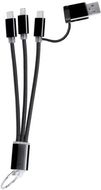 Yleisadapteri Frecles keyring USB charger cable, musta liikelahja logopainatuksella