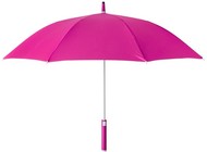 sateenvarjo, fuksia liikelahja logopainatuksella