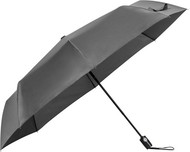 sateenvarjo, harmaa liikelahja logopainatuksella