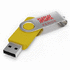 USB-tikku, keltainen liikelahja logopainatuksella