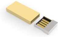 USB-tikku, kultainen liikelahja logopainatuksella