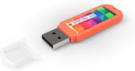 USB-tikku, oranssi liikelahja logopainatuksella