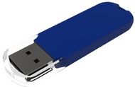 USB-tikku, tummansininen liikelahja logopainatuksella