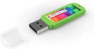 USB-tikku, vihreä liikelahja logopainatuksella