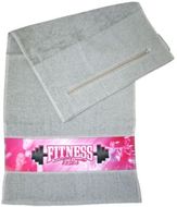 Fitness-pyyhe kuntosalille / 900 x 400, hopea liikelahja logopainatuksella