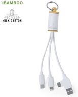 Adapteri Charging Cable Poskin, valkoinen liikelahja logopainatuksella