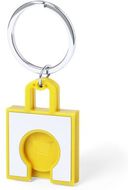 Avaimenperäpoletti Keyring Coin Fliant, keltainen liikelahja logopainatuksella