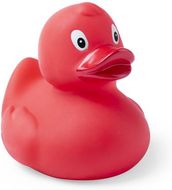 Eläinkylpylelu Duck Koldy, punainen liikelahja logopainatuksella