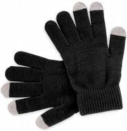 Kosketusnäytön käsine Touchscreen Gloves Actium, musta liikelahja logopainatuksella