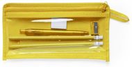 Koululaissetti Pencil Case Set Baiku, keltainen liikelahja logopainatuksella