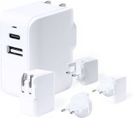 Latausliitin Plug Adapter Vlind, valkoinen liikelahja logopainatuksella