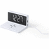 Laturi Alarm Clock Charger Minfly, valkoinen liikelahja logopainatuksella