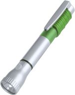 Monikäyttöinen taskulamppu Pen Torch Mustap, harmaa, vihreä liikelahja logopainatuksella