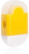 Monikäyttöinen kynänteroitin Set Cafey, keltainen liikelahja logopainatuksella