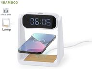 Monikäyttöinen pieni kello Multifunction Alarm Clock Darret, valkoinen liikelahja logopainatuksella