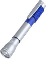 Monikäyttöinen taskulamppu Pen Torch Mustap, sininen, harmaa liikelahja logopainatuksella
