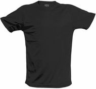 T-paita Adult T-Shirt Tecnic Plus, musta liikelahja logopainatuksella