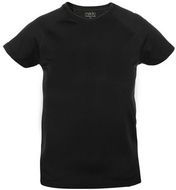 T-paita Kids T-Shirt Tecnic Plus, musta liikelahja logopainatuksella