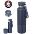 Termospullo Insulated Bottle Flautrok, tummansininen liikelahja logopainatuksella
