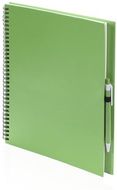 Vihko Notebook Tecnar, vihreä liikelahja logopainatuksella