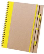 Vihko Notebook Tunel, keltainen liikelahja logopainatuksella