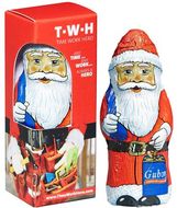Chocolate Santa Claus in box, valkoinen liikelahja logopainatuksella