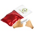 Fortune cookie with header card, punainen liikelahja logopainatuksella