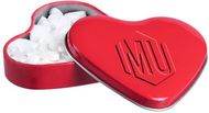 Heart shaped tin, punainen liikelahja logopainatuksella