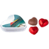 Heart shaped tin with chocolates, valkoinen liikelahja logopainatuksella